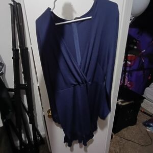 Elegant Navy Blue Wrap Dress